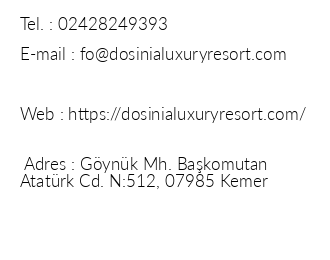 Dosinia Luxury Resort iletiim bilgileri